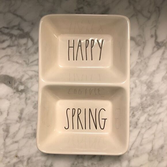 Rae Dunn Happy Spring Divided Dish - Picture 1 of 3